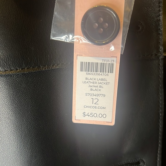 Chico's Black Leather Jacket size 12 - Picture 15 of 16